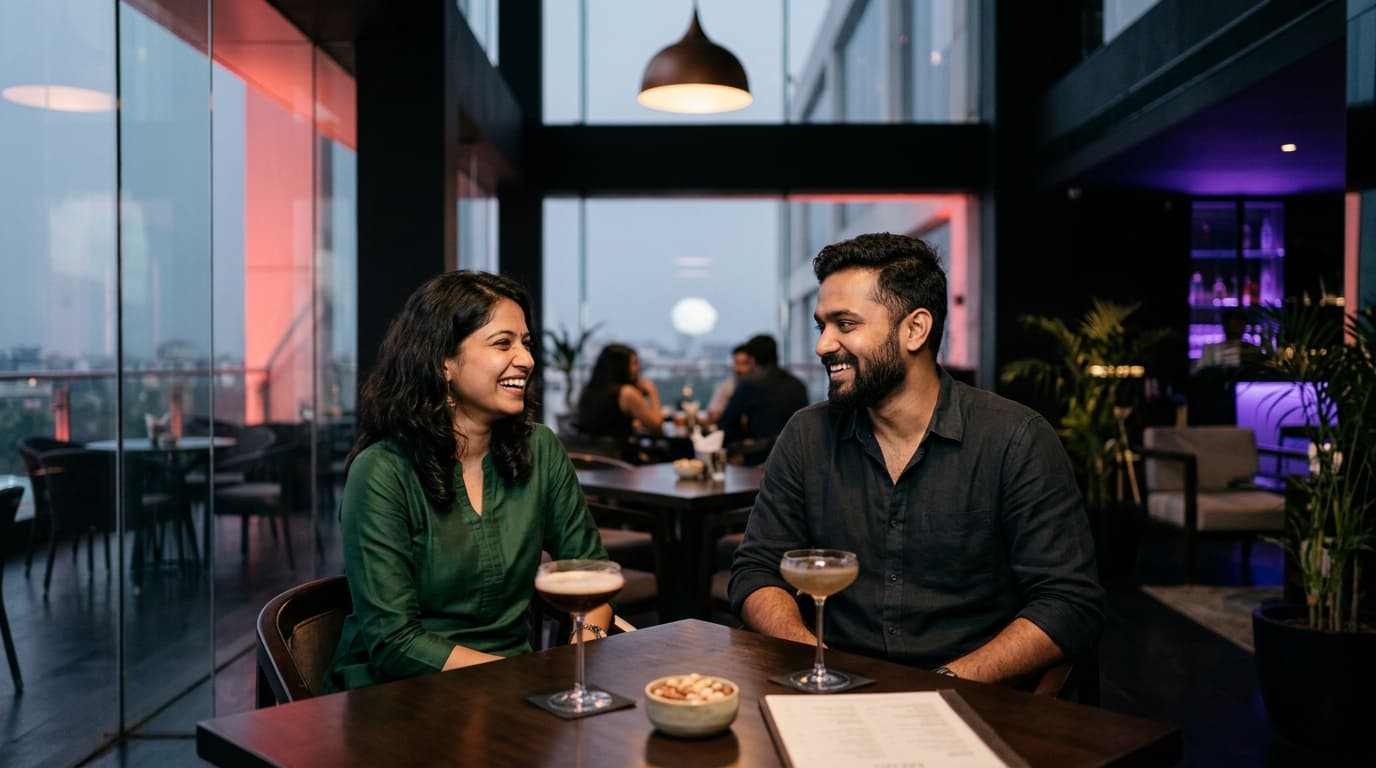 Two friends talking in a cafe in the afternoon light